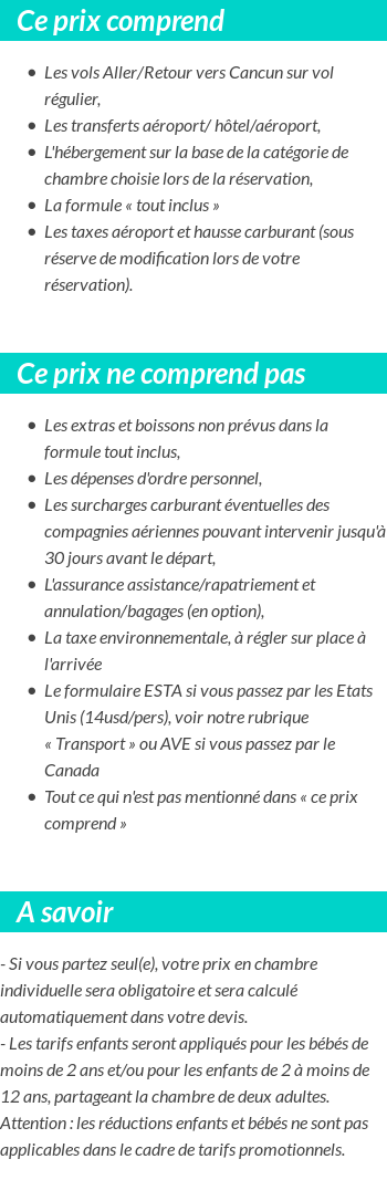 Conditions tarifaires