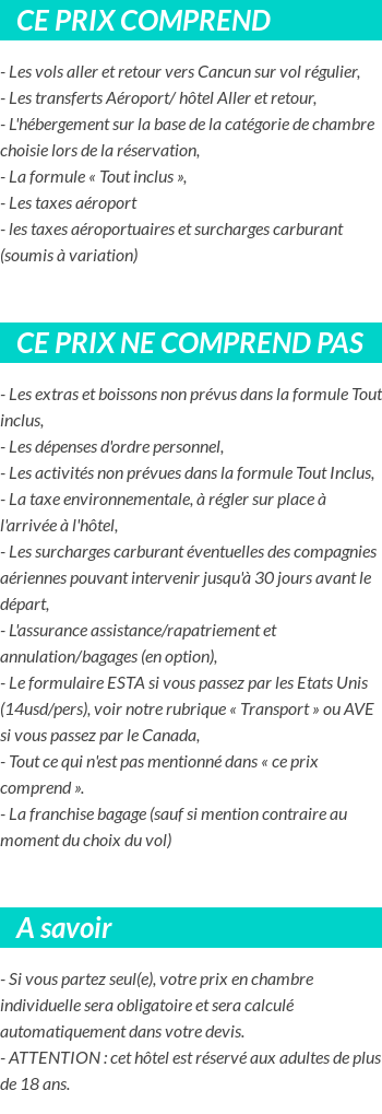 Conditions tarifaires