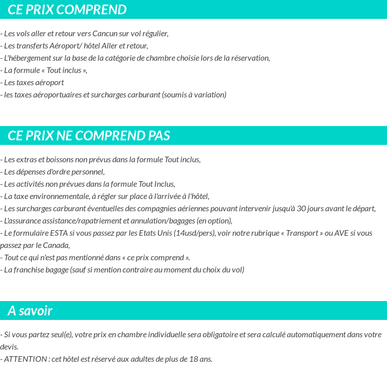 Conditions tarifaires