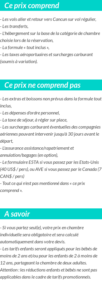 Conditions tarifaires