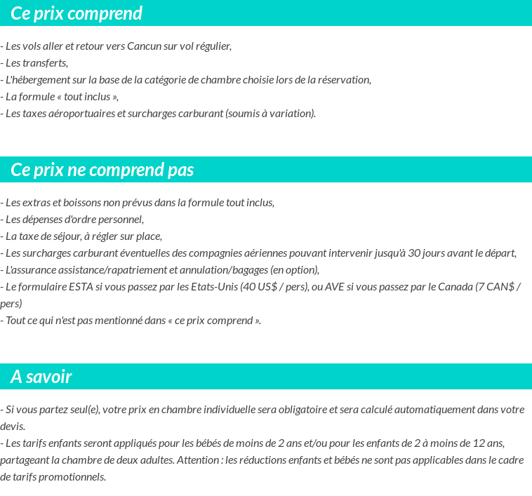 Conditions tarifaires