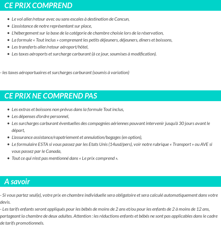 Conditions tarifaires