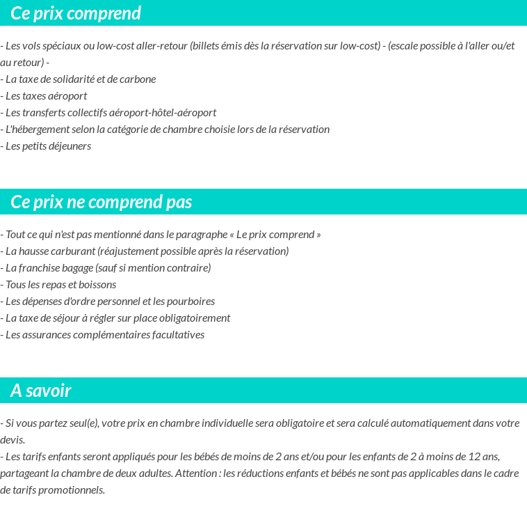 Conditions tarifaires