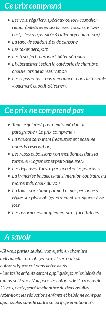 Conditions tarifaires