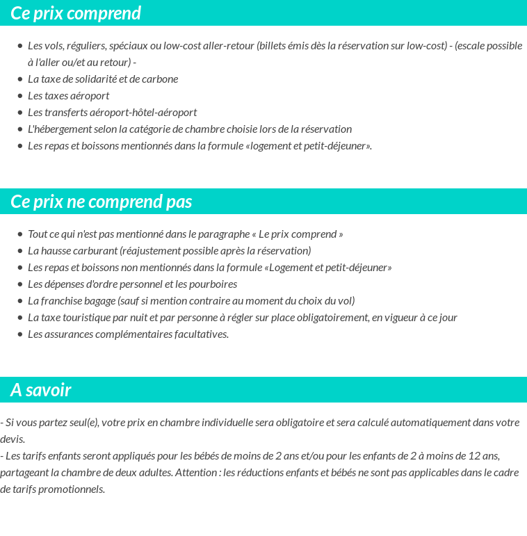 Conditions tarifaires