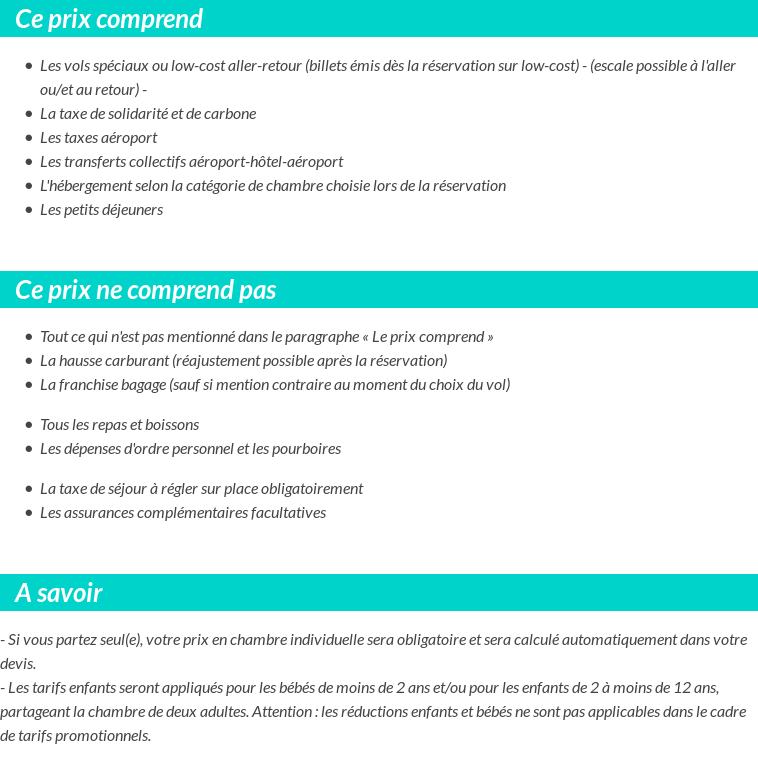 Conditions tarifaires