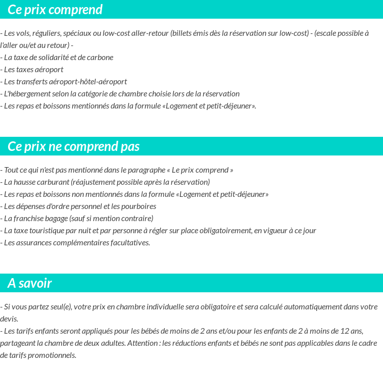 Conditions tarifaires