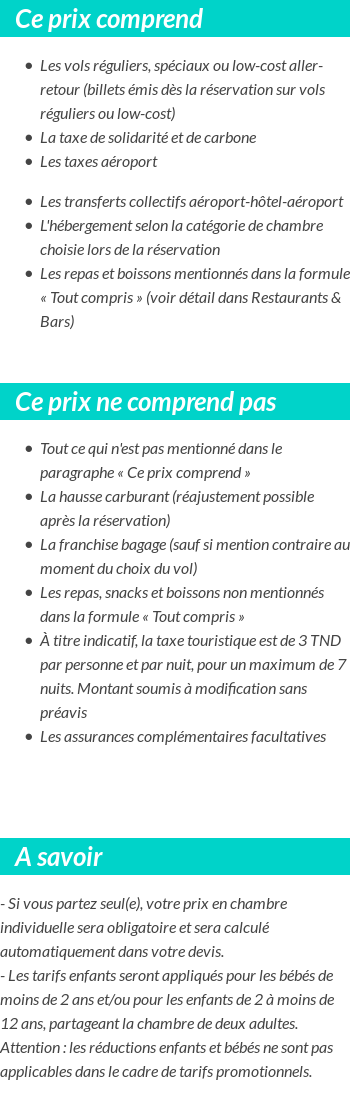 Conditions tarifaires