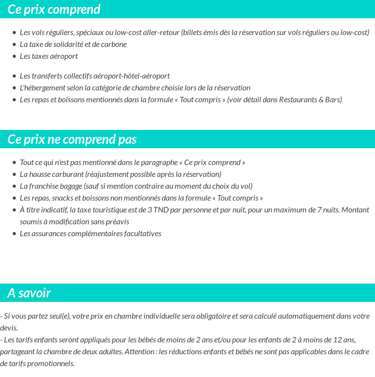 Conditions tarifaires