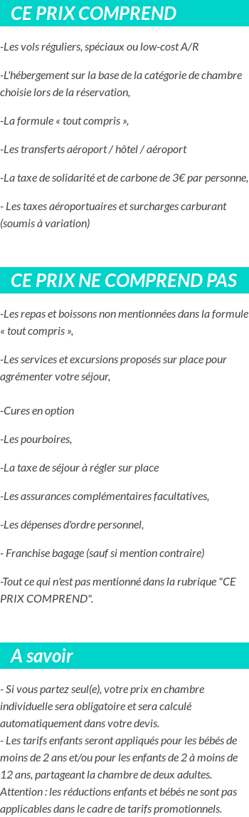 Conditions tarifaires