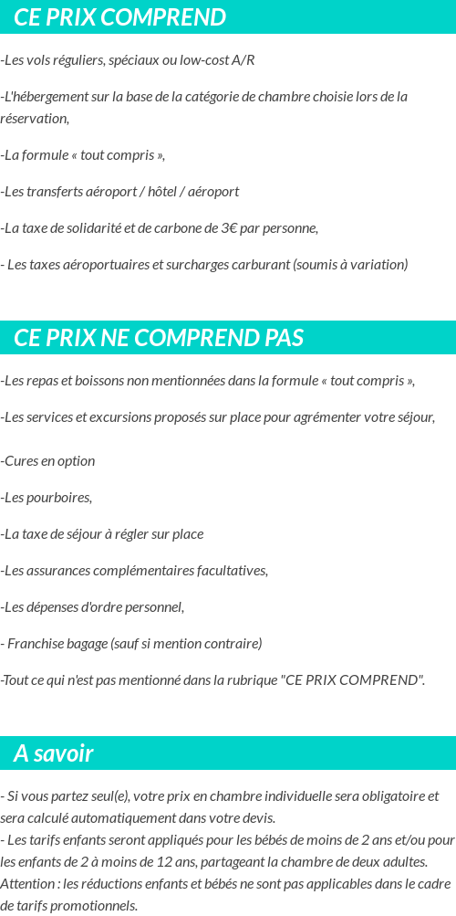 Conditions tarifaires