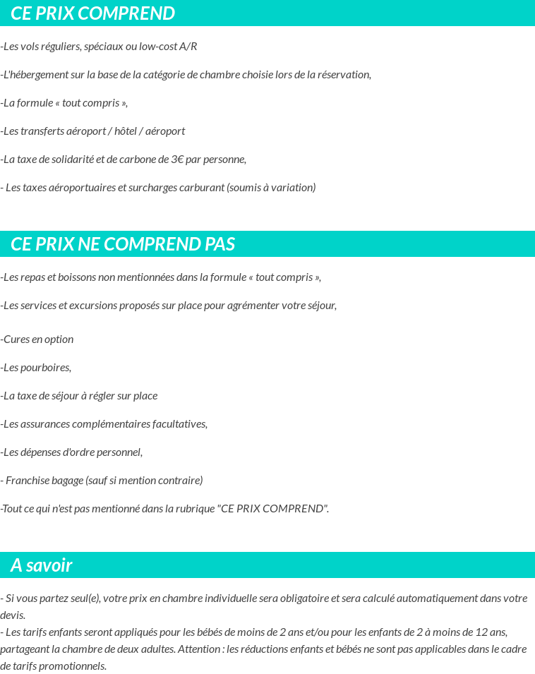 Conditions tarifaires