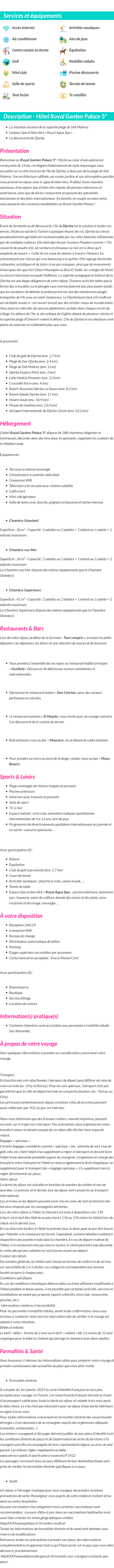 Détails du séjour