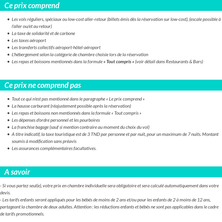 Conditions tarifaires