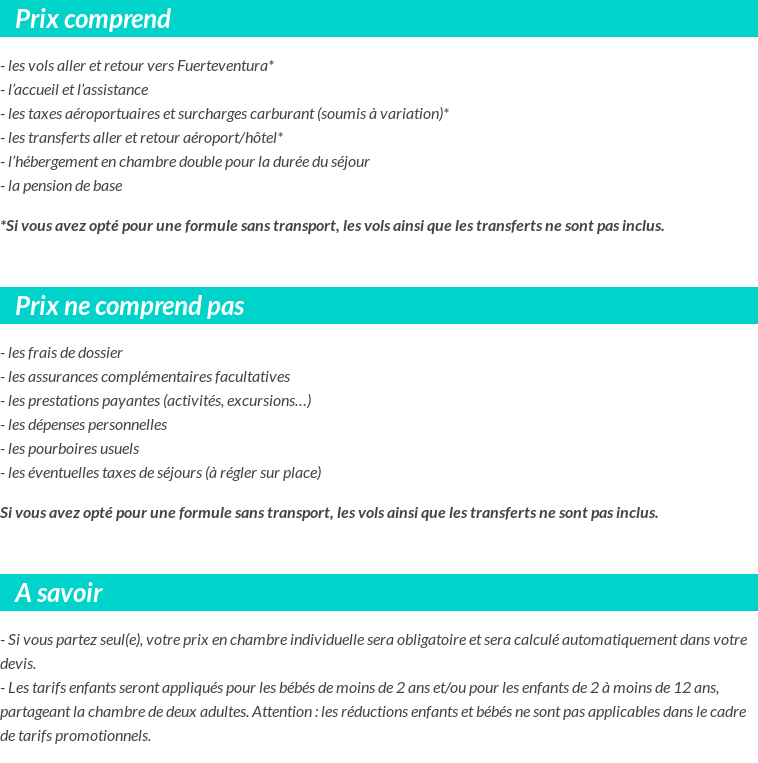 Conditions tarifaires