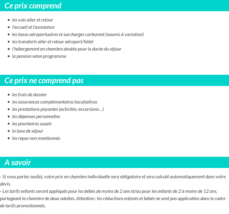 Conditions tarifaires