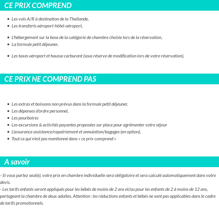 Conditions tarifaires