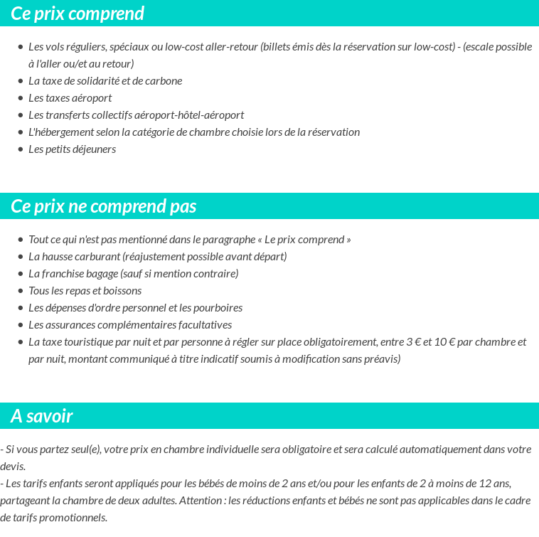 Conditions tarifaires