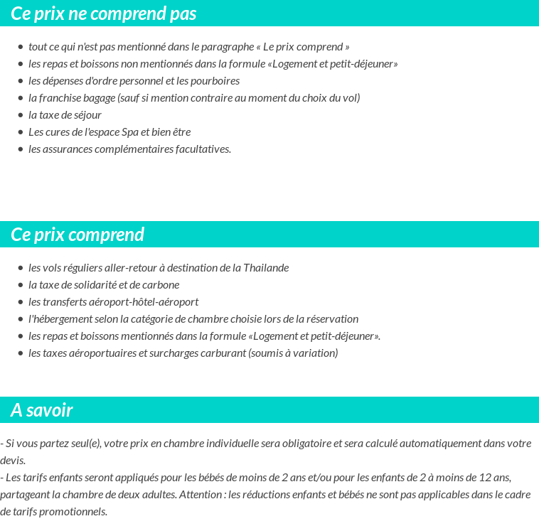 Conditions tarifaires