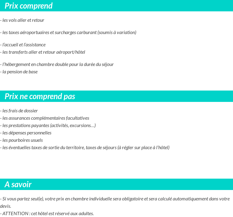 Conditions tarifaires