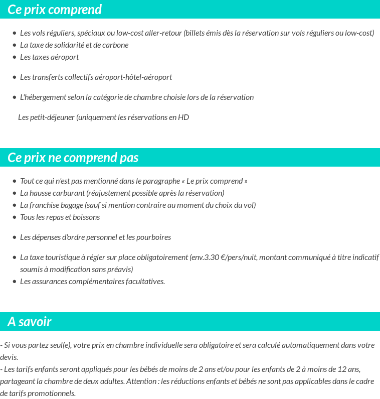 Conditions tarifaires