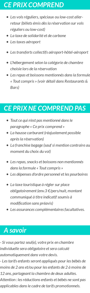 Conditions tarifaires
