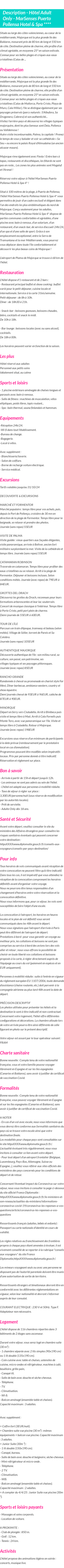 Détails du séjour