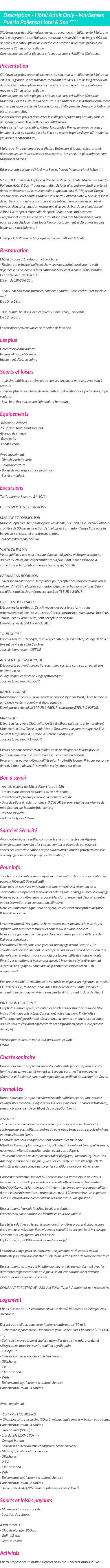 Détails du séjour