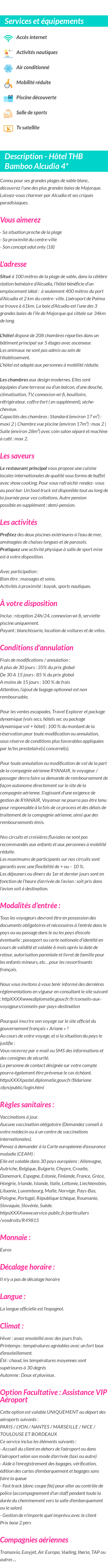 Détails du séjour