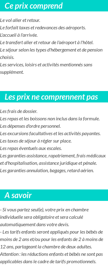 Conditions tarifaires