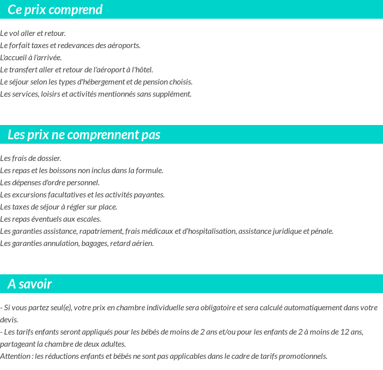 Conditions tarifaires