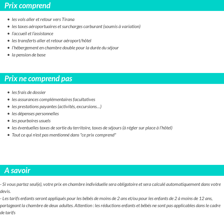 Conditions tarifaires