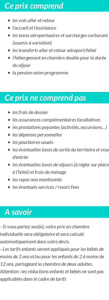 Conditions tarifaires