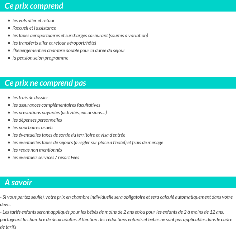 Conditions tarifaires