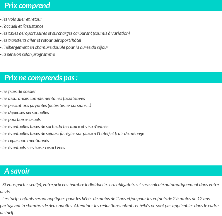 Conditions tarifaires