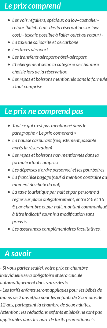 Conditions tarifaires