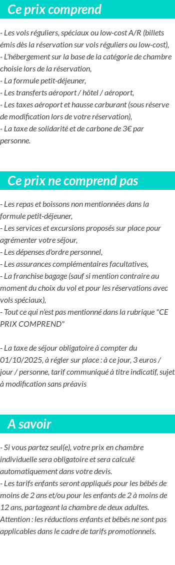 Conditions tarifaires