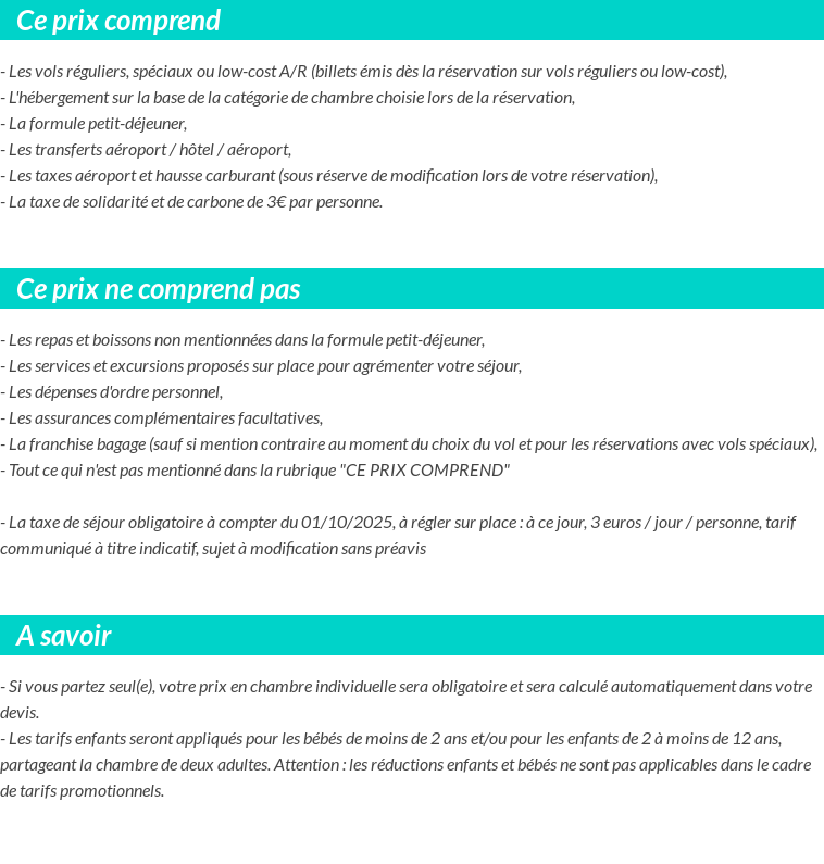Conditions tarifaires