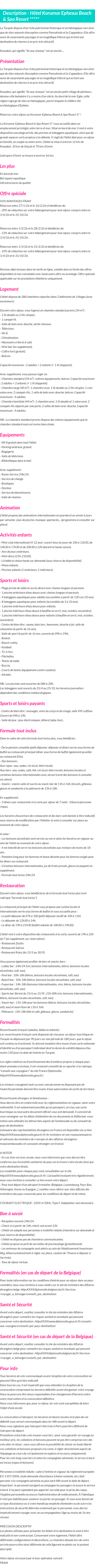 Détails du séjour