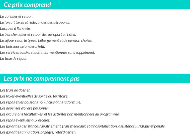Conditions tarifaires