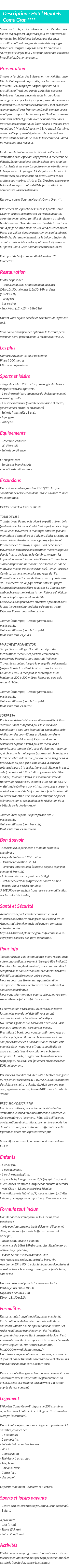 Détails du séjour