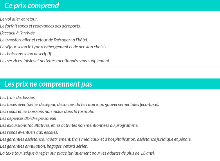 Conditions tarifaires