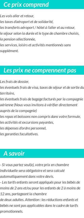 Conditions tarifaires