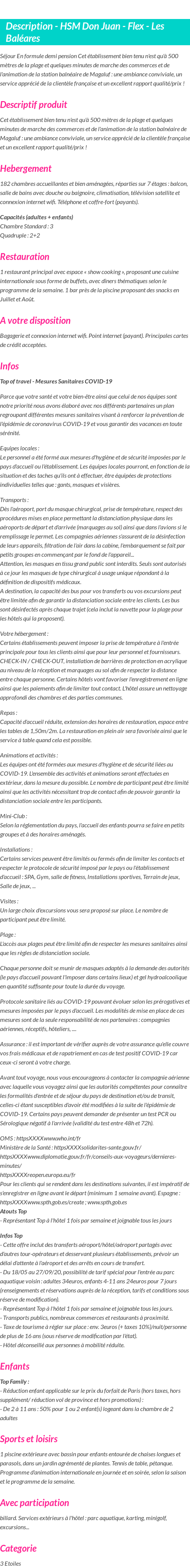 Détails du séjour