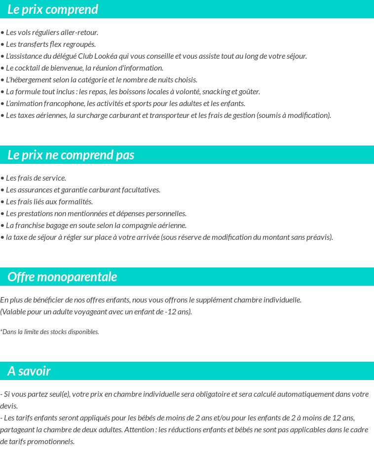 Conditions tarifaires