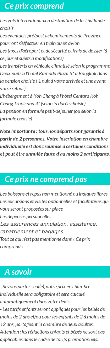 Conditions tarifaires