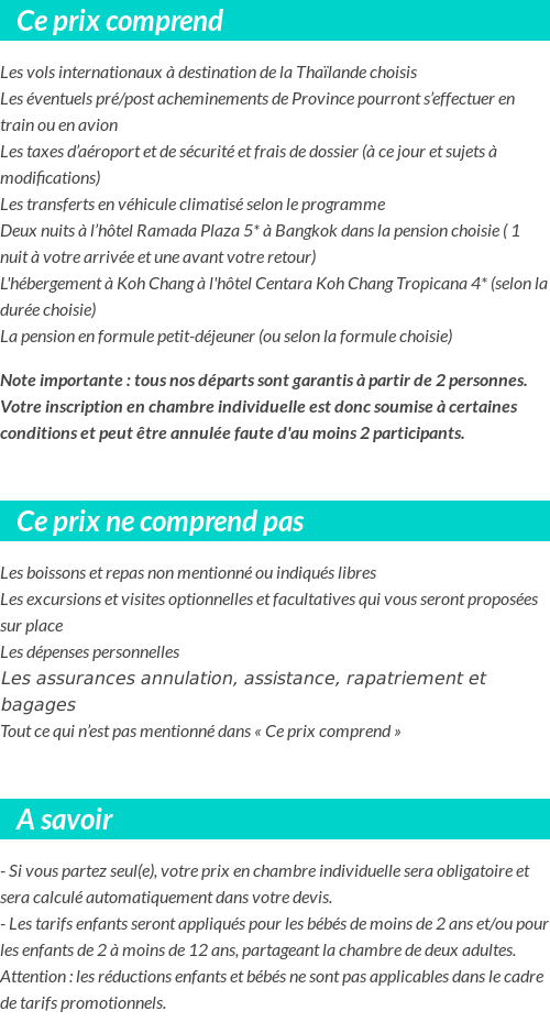 Conditions tarifaires