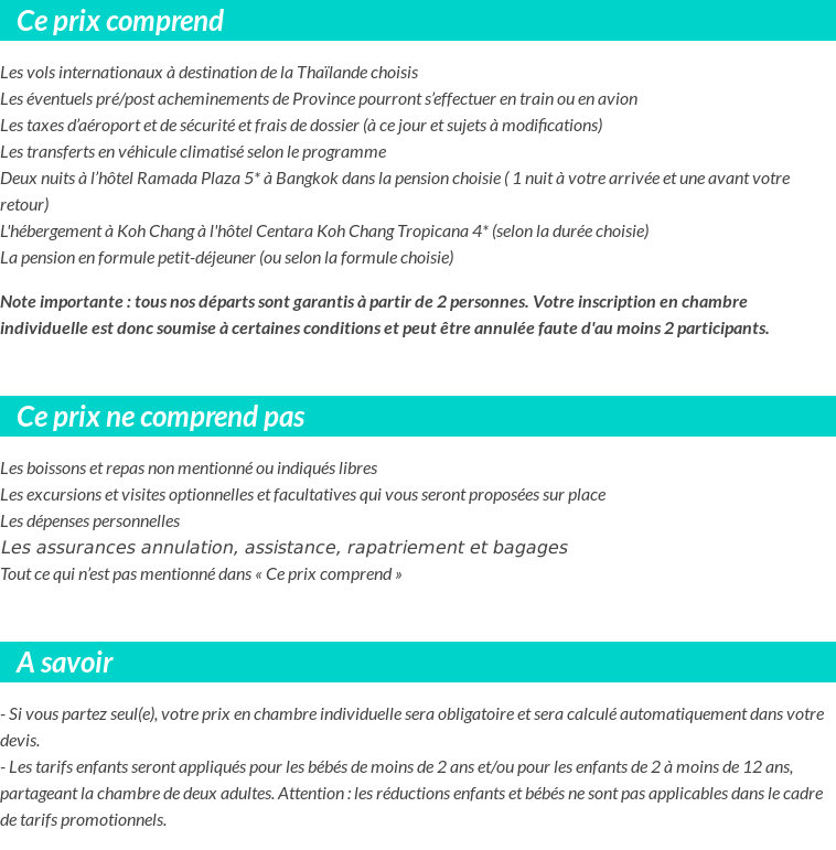 Conditions tarifaires