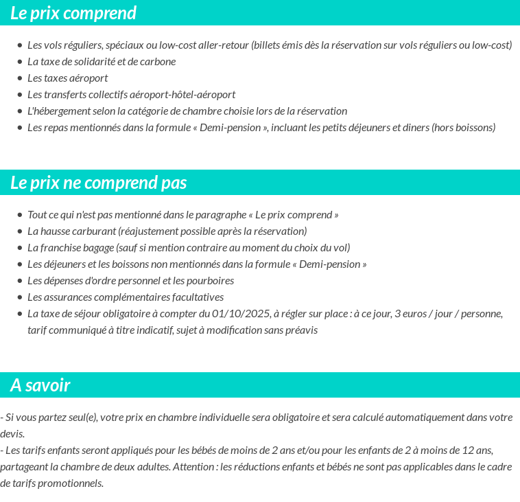 Conditions tarifaires