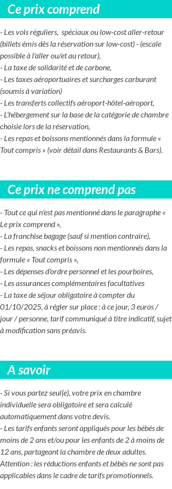 Conditions tarifaires